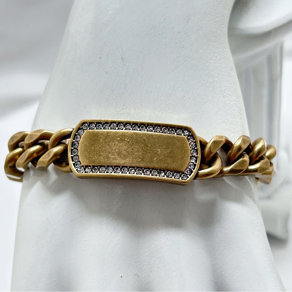 Cosmo Style By Cosmopolitan Gold Curb Link Bracelet With Clear Crystals Nwt 11$